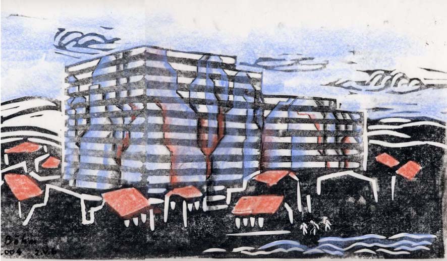 Donaucenter, Linolschnitt